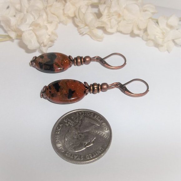 Earrings, Orange Earrings, Rust Earrings, Boho Earrings, Sandstone Earring 7923 - Picture 5 of 8